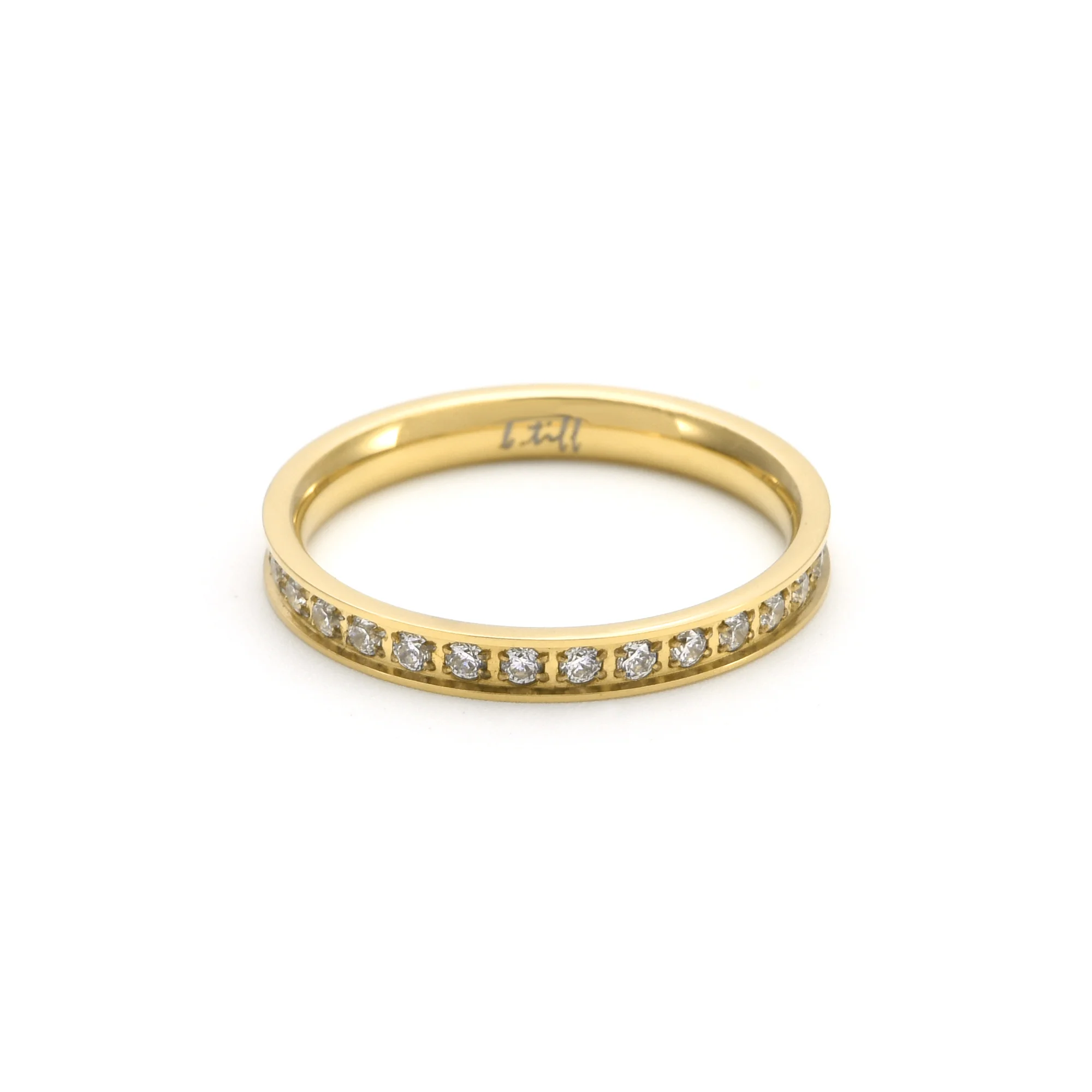 RG111G B.Tiff Gold Stacking .01 ct Eternity Ring [Thin Band] by B.Tiff New York - Image 2