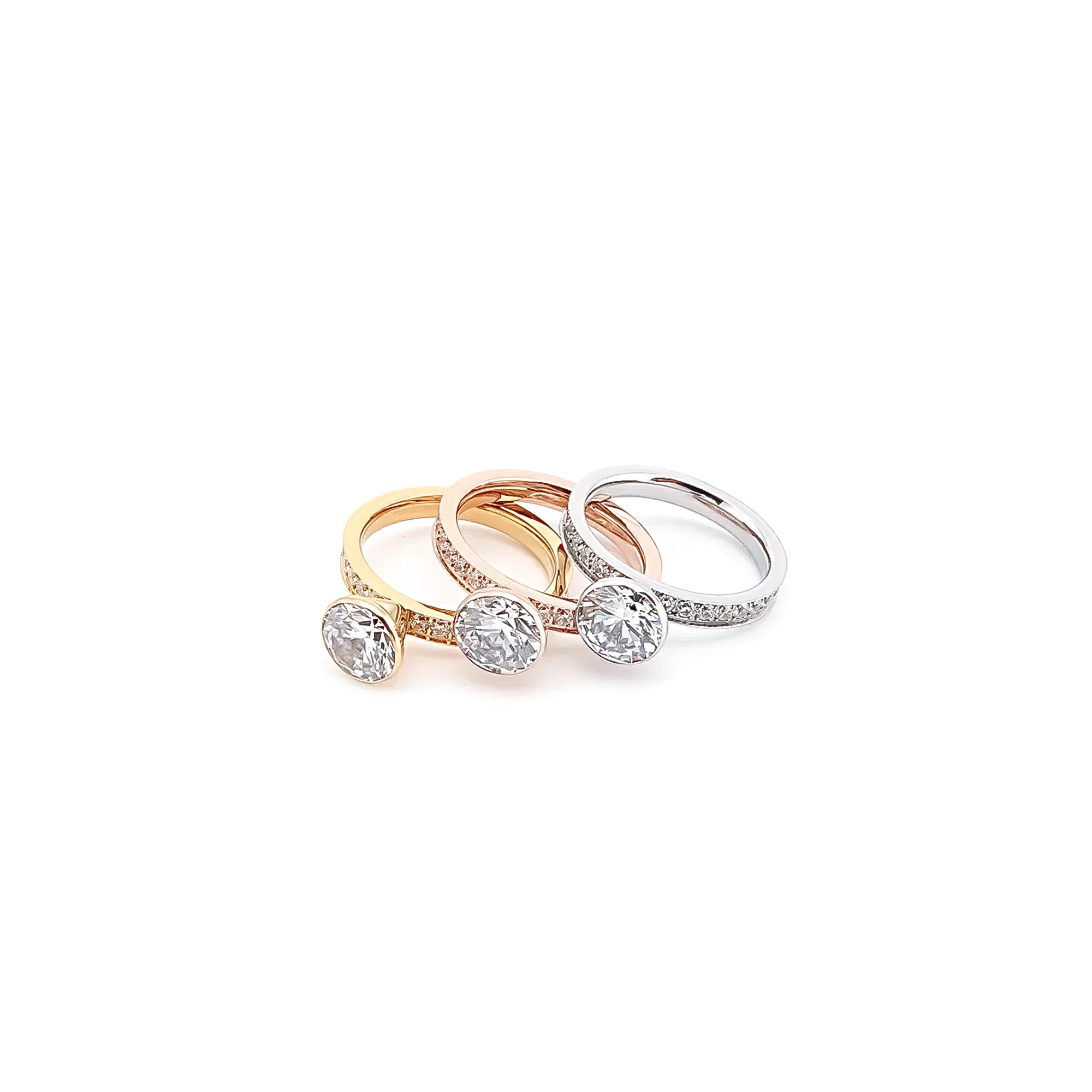RG112G B.Tiff Gold 2 ct Solitaire Pave Engagement Ring [Thin Band] by B.Tiff New York - Image 2