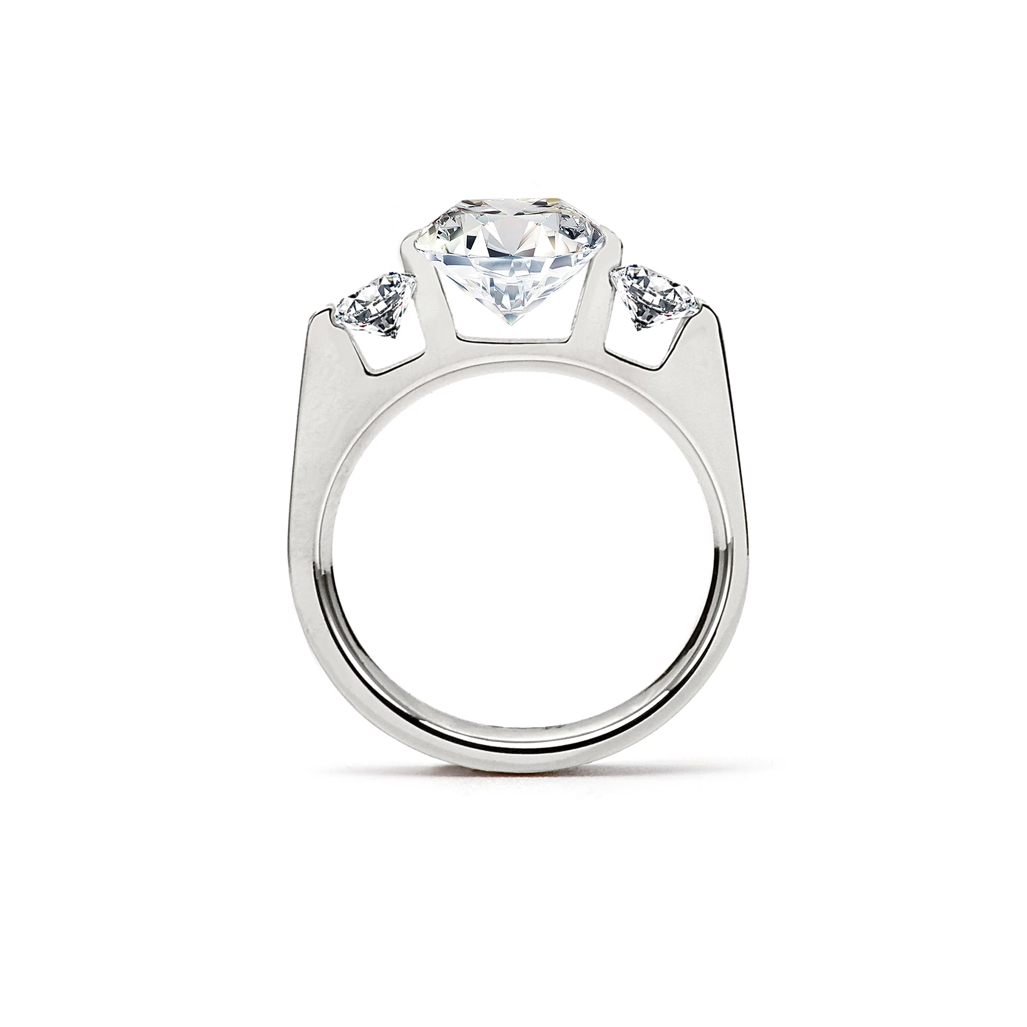 RG208W B.Tiff 3-Stone 3 ct Emerald Cut Engagement Ring by B.Tiff New York - Image 3