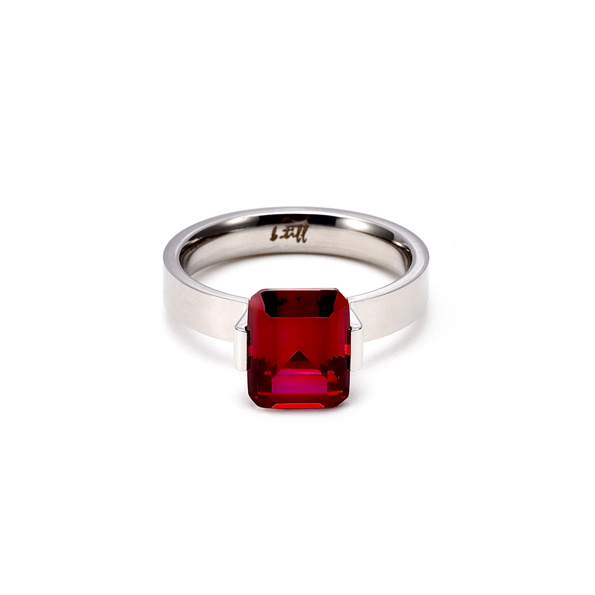 RG210R B.Tiff 3 ct Red Emerald Cut Engagement Ring by B.Tiff New York - Image 2
