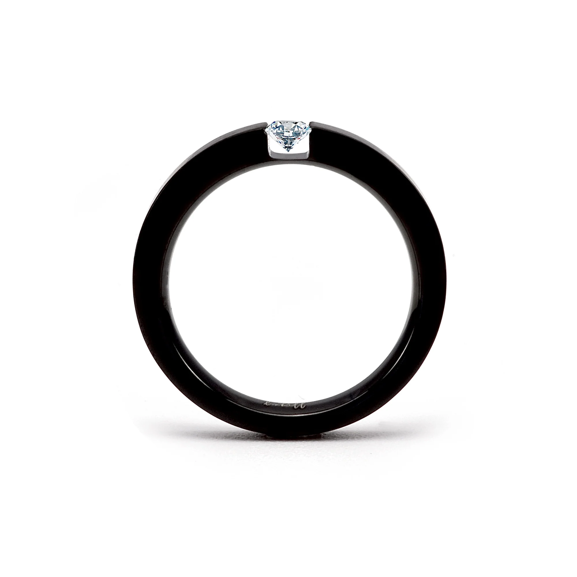 RG301B B.Tiff .12 ct Princess Cut Black Solitaire Ring [Thin Band] by B.Tiff New York - Image 3