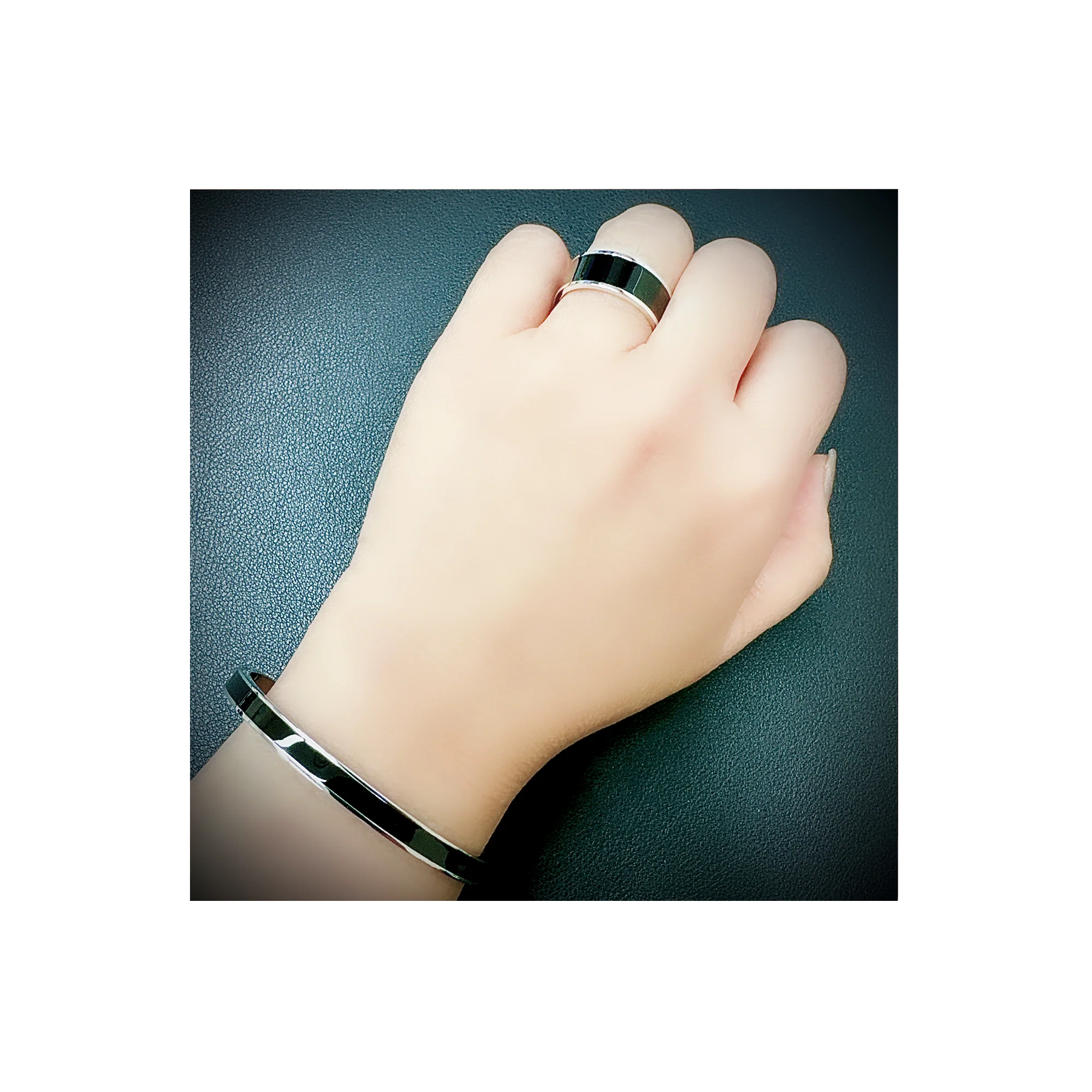 RG800WB B.Tiff Black Enamel Ring [Wide Band] by B.Tiff New York - Image 3