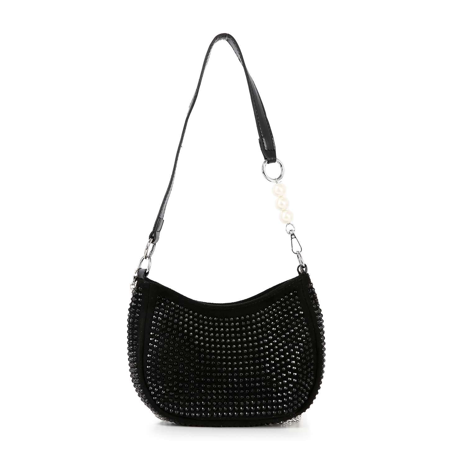 Rhinestone Accented Petite Shoulder Bag by Handbag Factory - Image 3