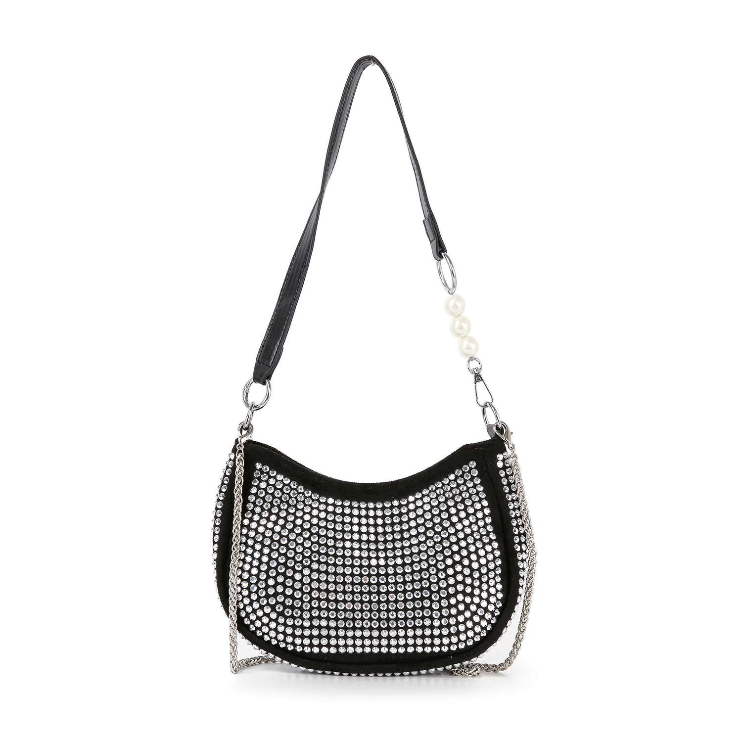 Rhinestone Accented Petite Shoulder Bag by Handbag Factory - Image 4