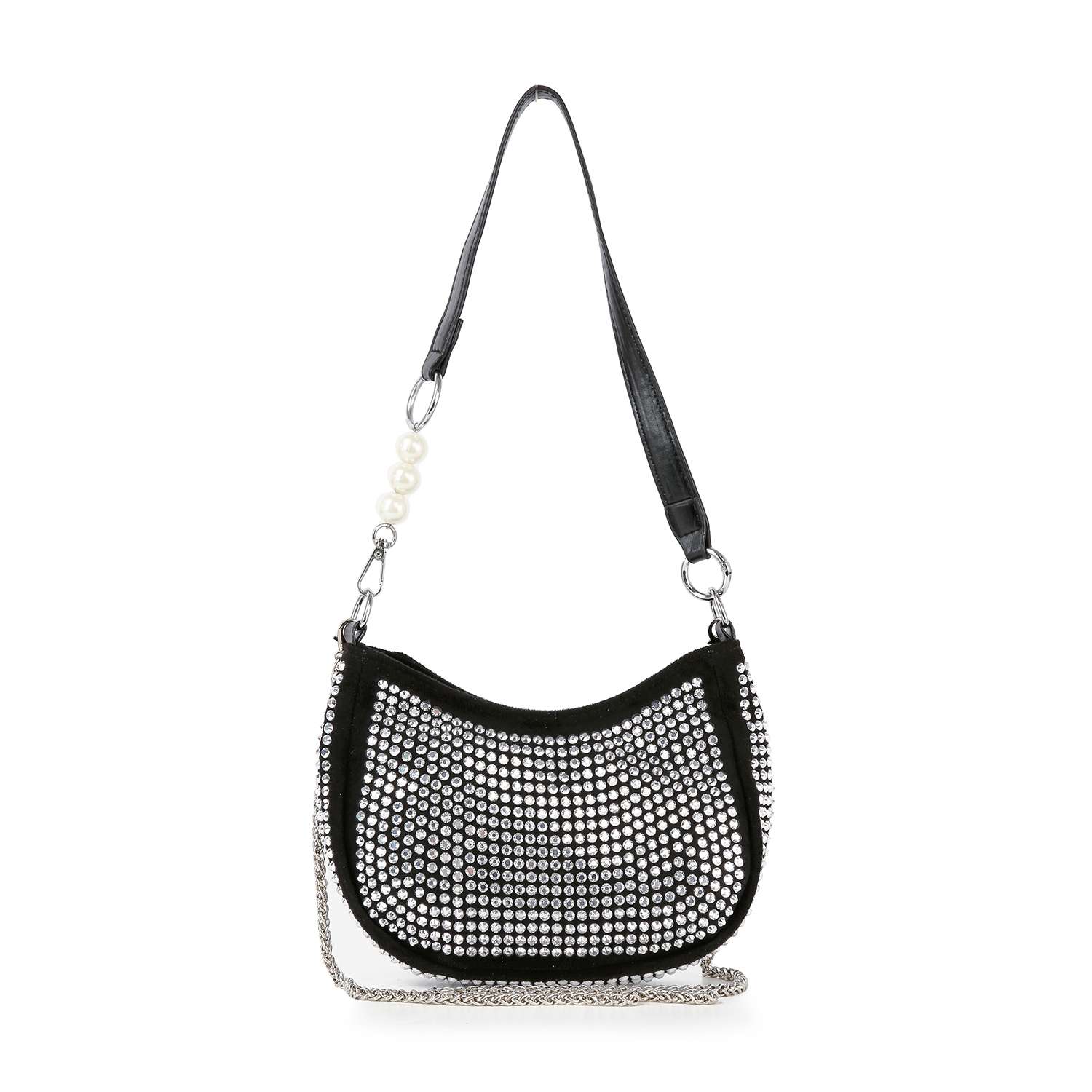Rhinestone Accented Petite Shoulder Bag by Handbag Factory - Image 5