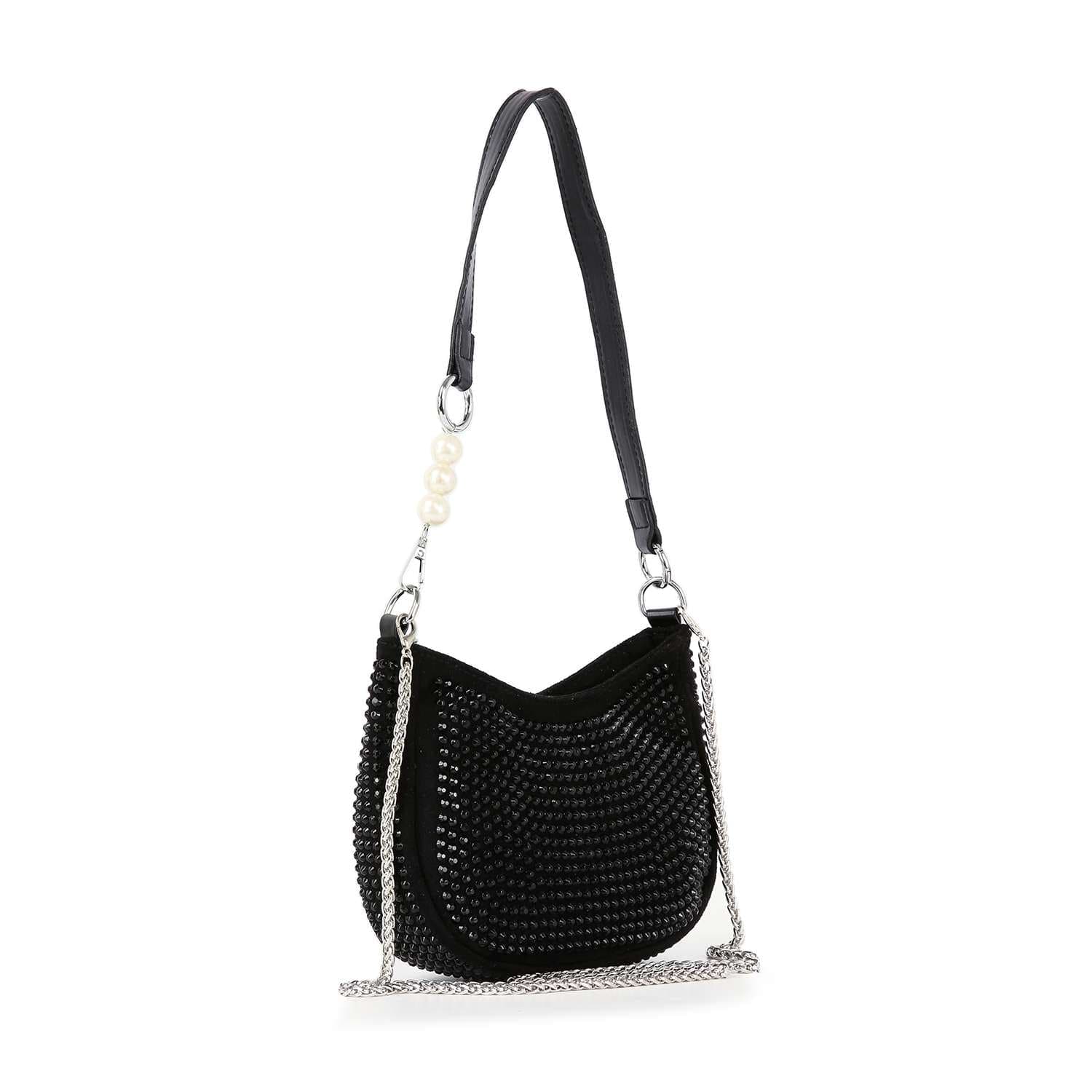 Rhinestone Accented Petite Shoulder Bag by Handbag Factory - Image 6