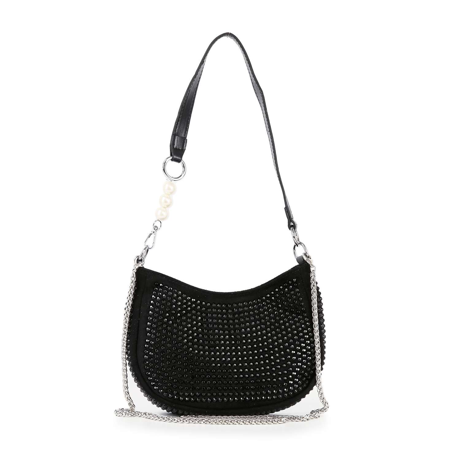 Rhinestone Accented Petite Shoulder Bag by Handbag Factory - Image 7