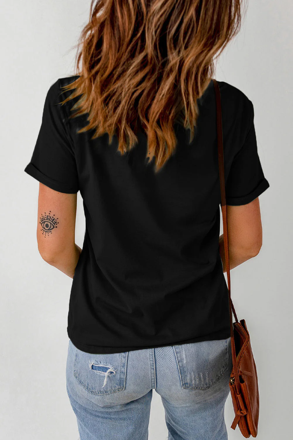 Rhinestone Round Neck Short Sleeve T-Shirt - Image 2