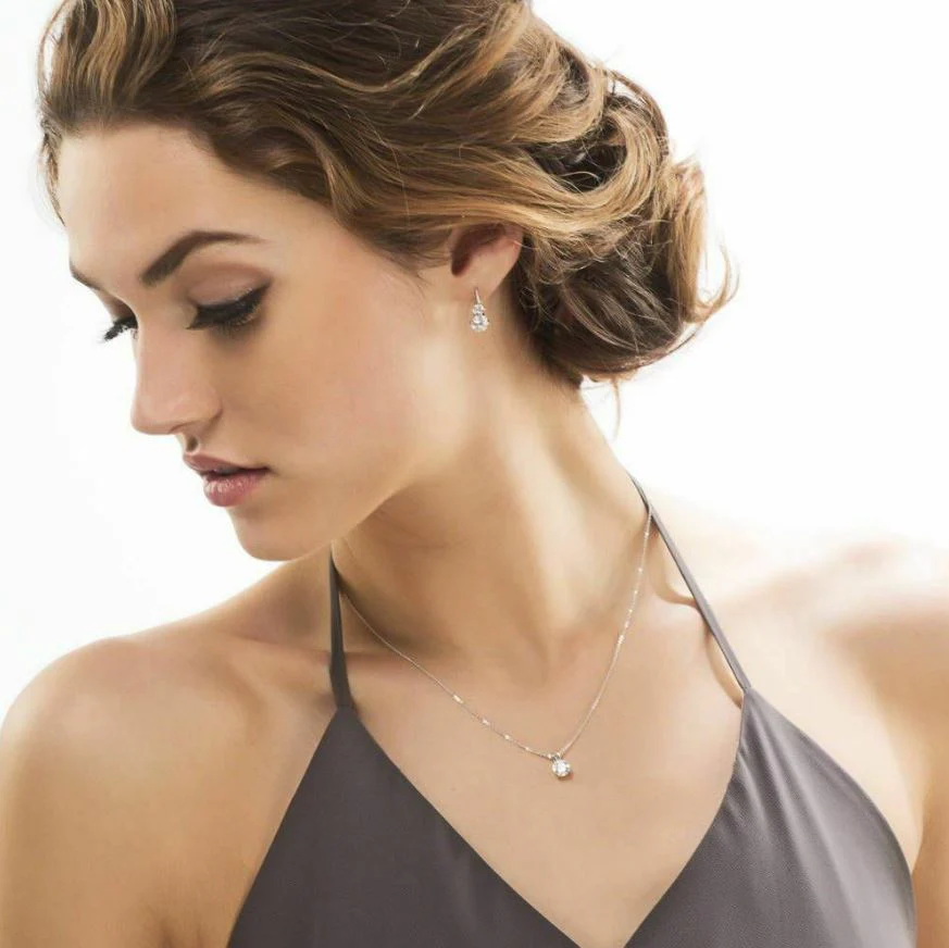 Rhodium Plated Round Cut Crystal Pendant Necklace by Donatello Gian - Image 2