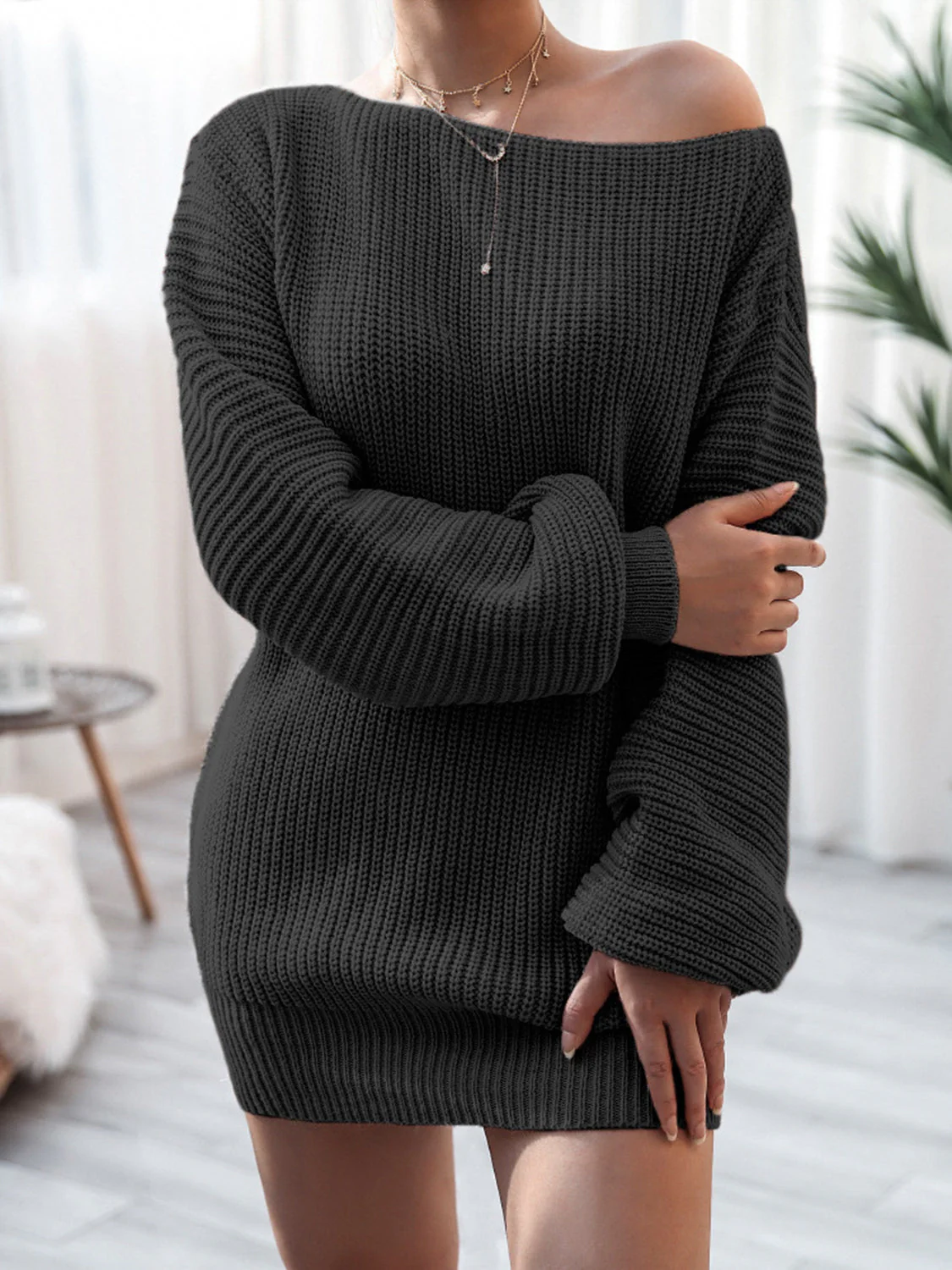 Rib-Knit Mini Sweater Dress - Image 10