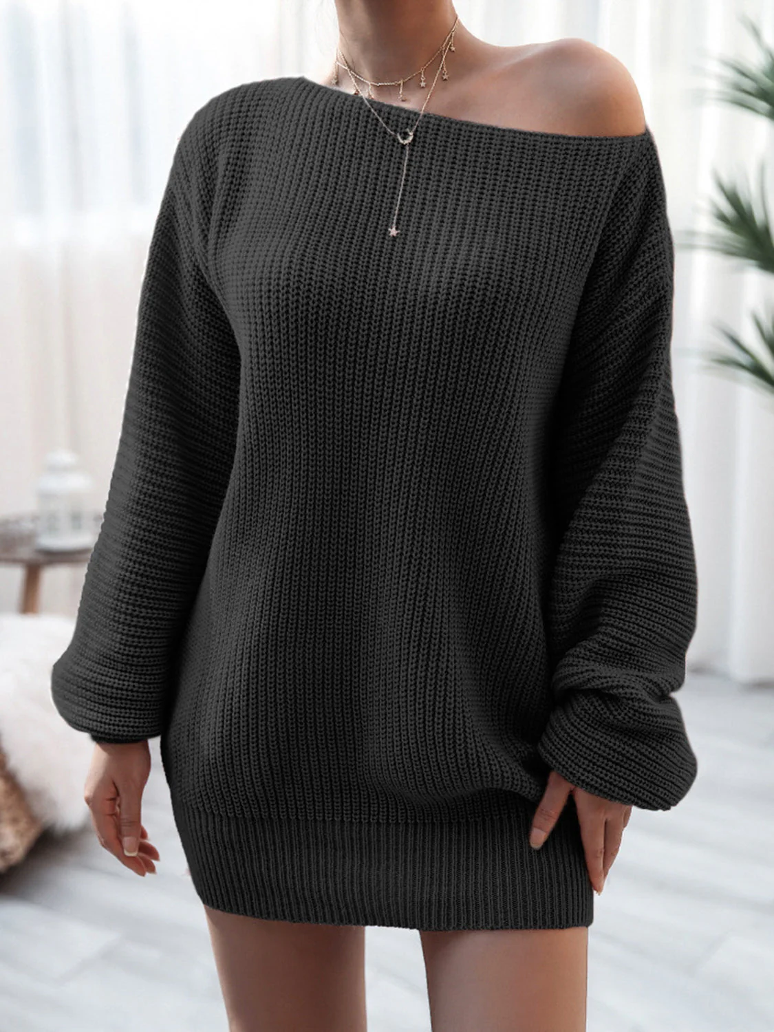Rib-Knit Mini Sweater Dress - Image 11