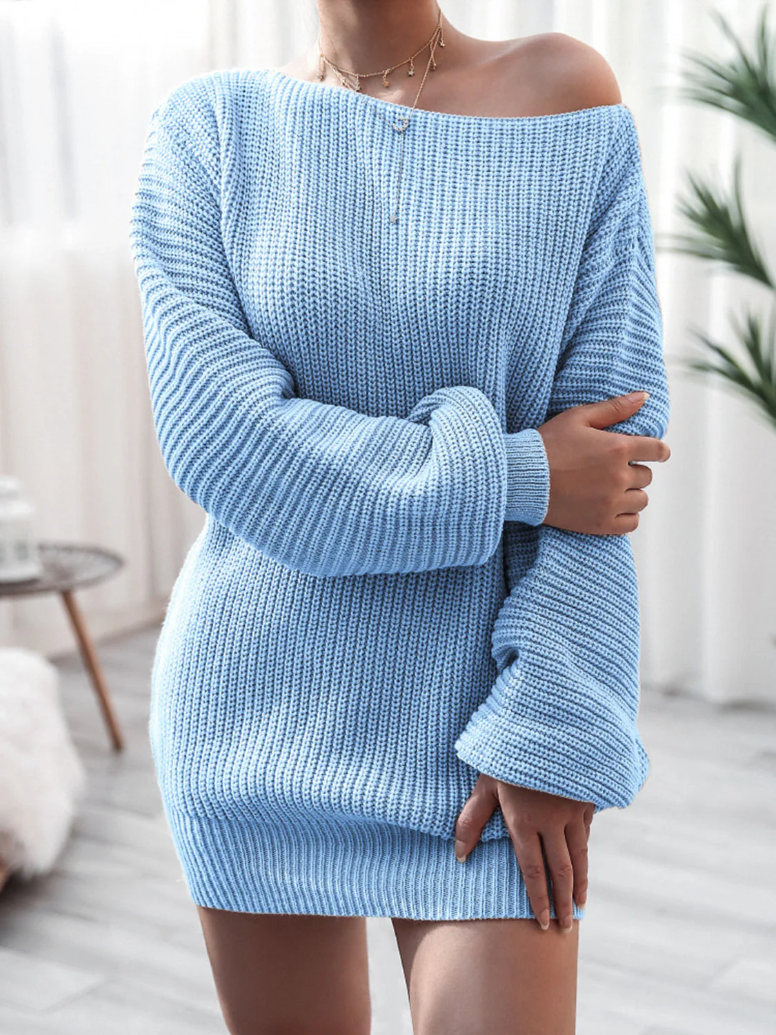 Rib-Knit Mini Sweater Dress - Image 13