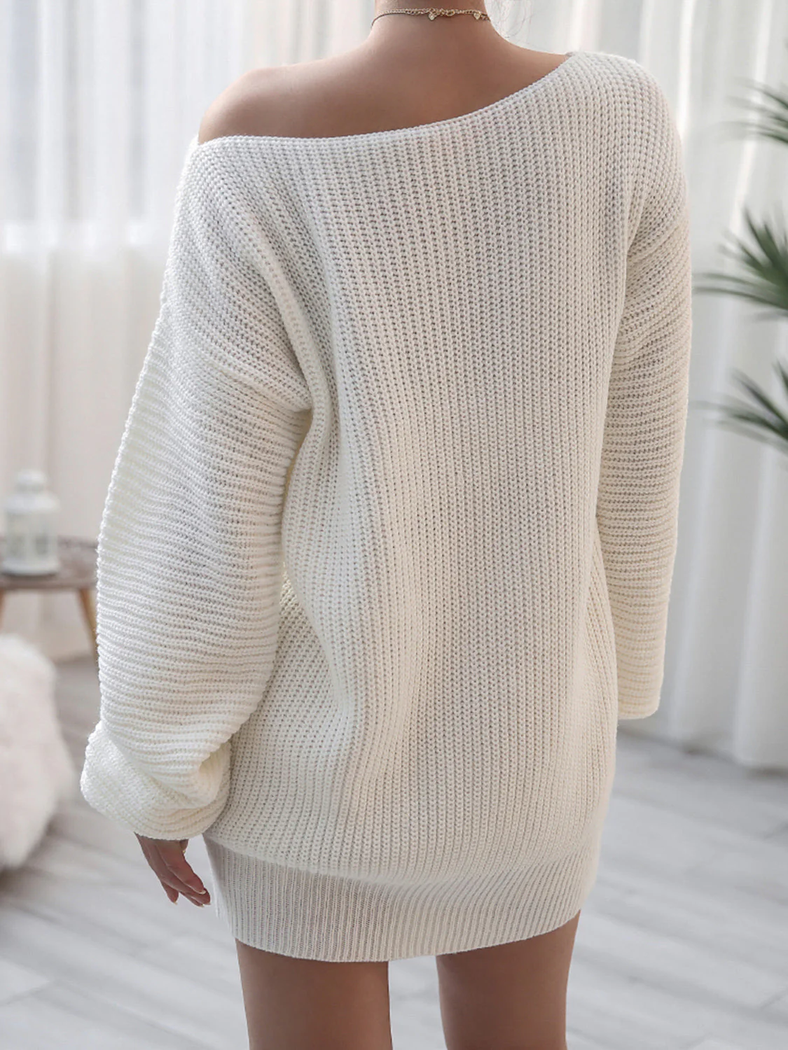 Rib-Knit Mini Sweater Dress - Image 2