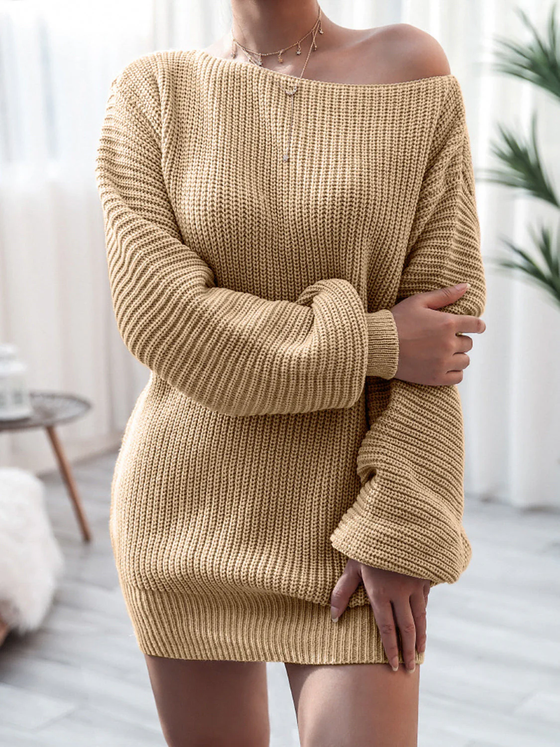 Rib-Knit Mini Sweater Dress - Image 8