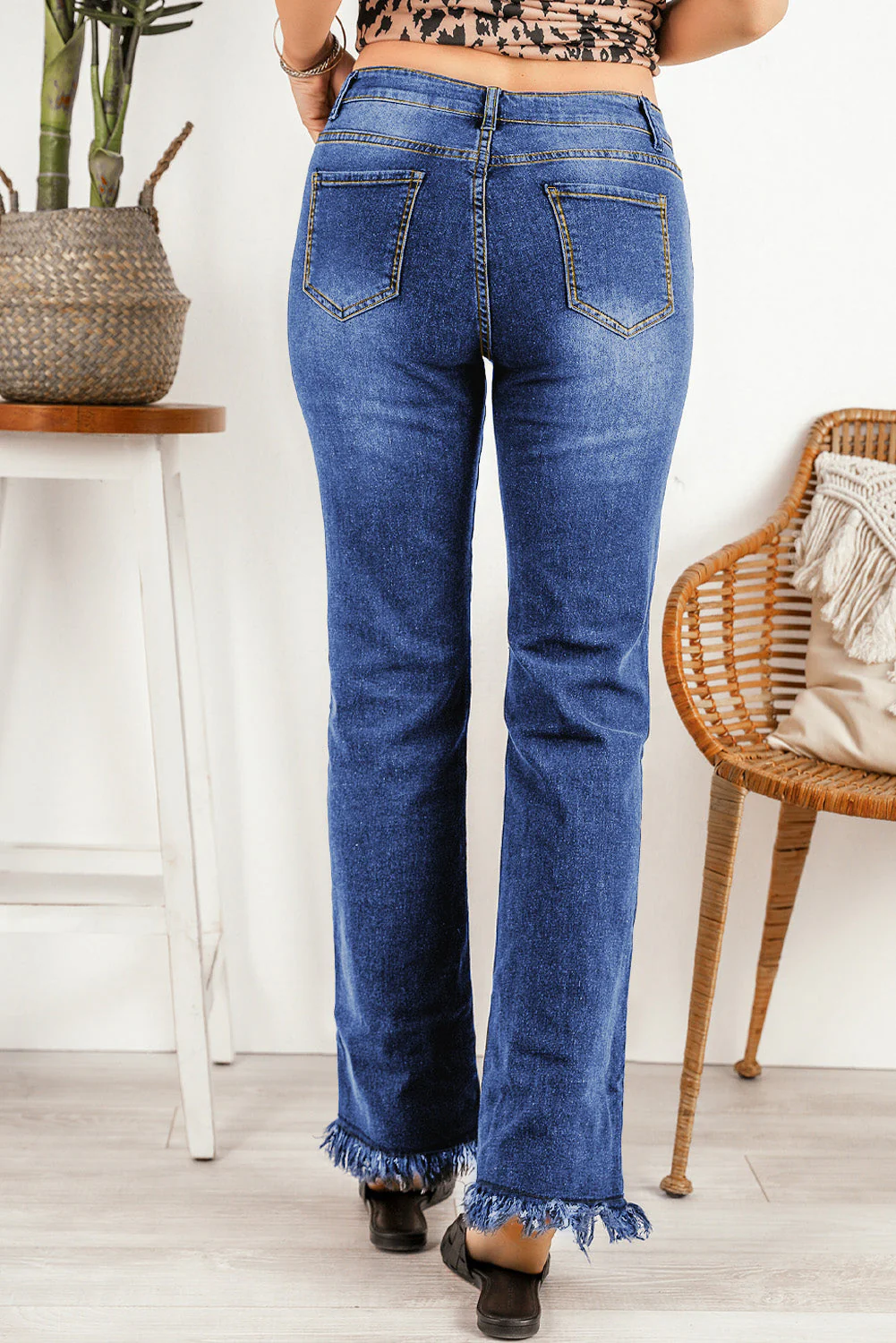 Ripped Frayed Hem Jeans - Image 2