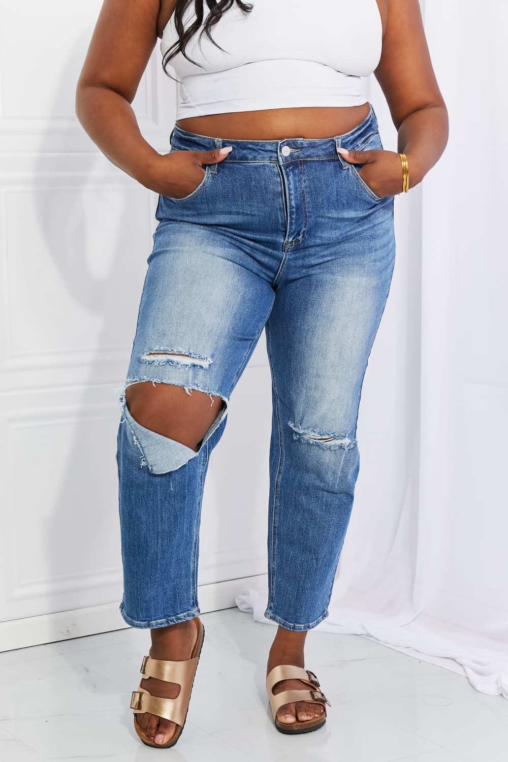 RISEN Full Size Emily High Rise Relaxed Jeans - Image 5