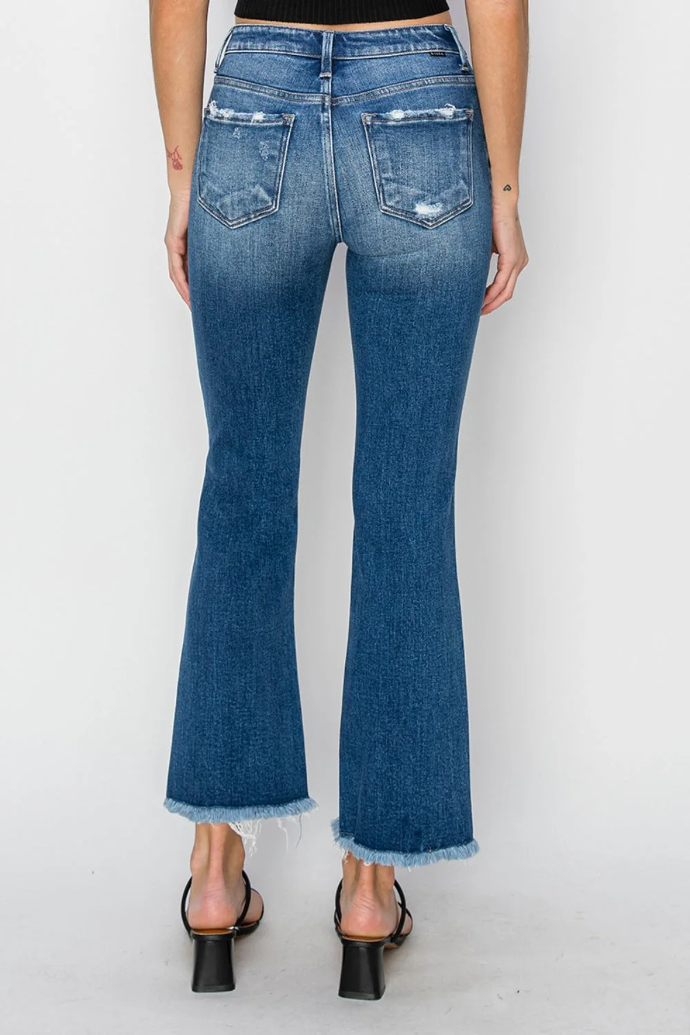 RISEN Full Size Frayed Step Hem Ankle Straight Jeans - Image 2