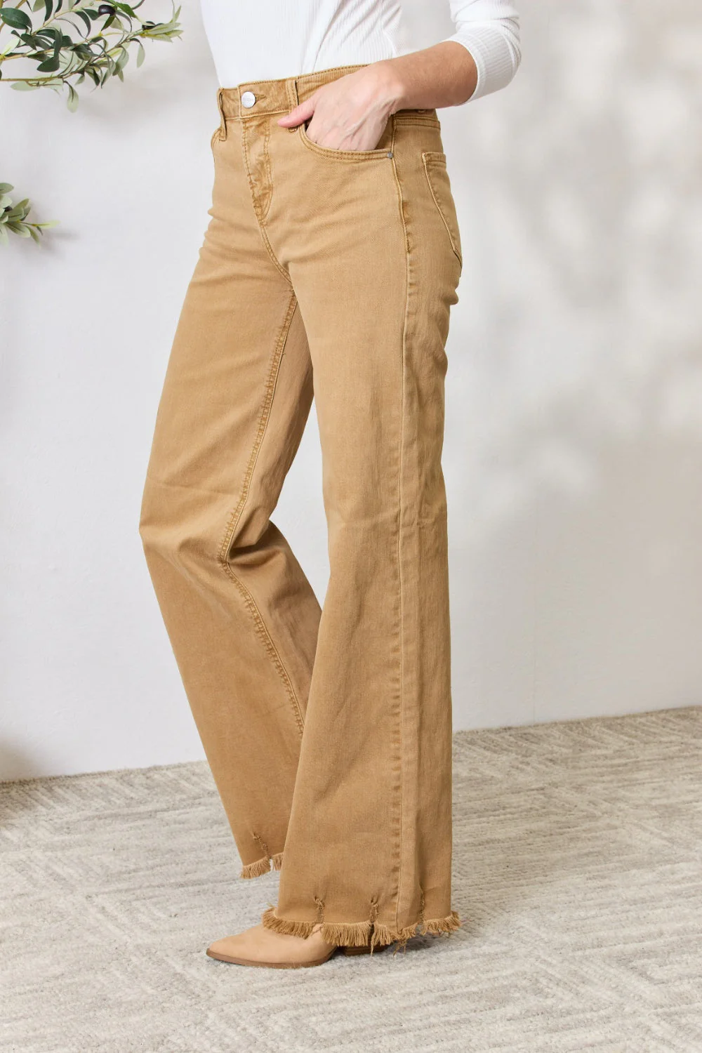 RISEN Full Size Fringe Hem Wide Leg Jeans - Image 10