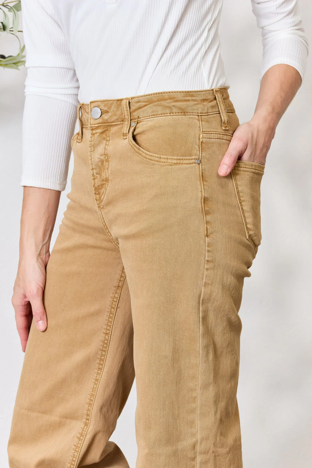 RISEN Full Size Fringe Hem Wide Leg Jeans - Image 14