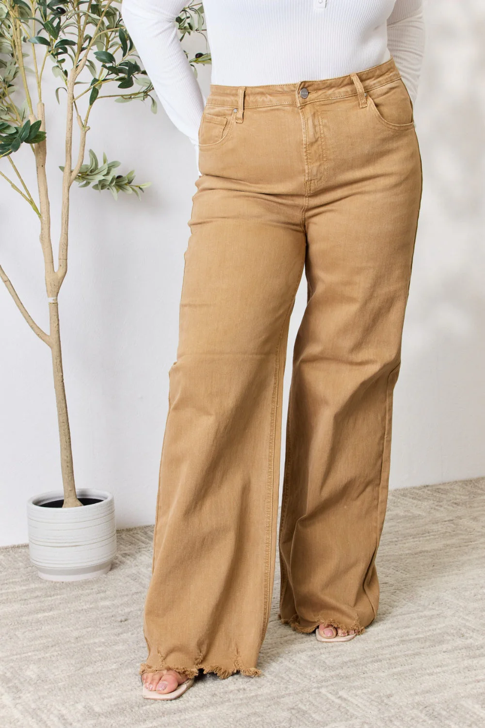 RISEN Full Size Fringe Hem Wide Leg Jeans - Image 3
