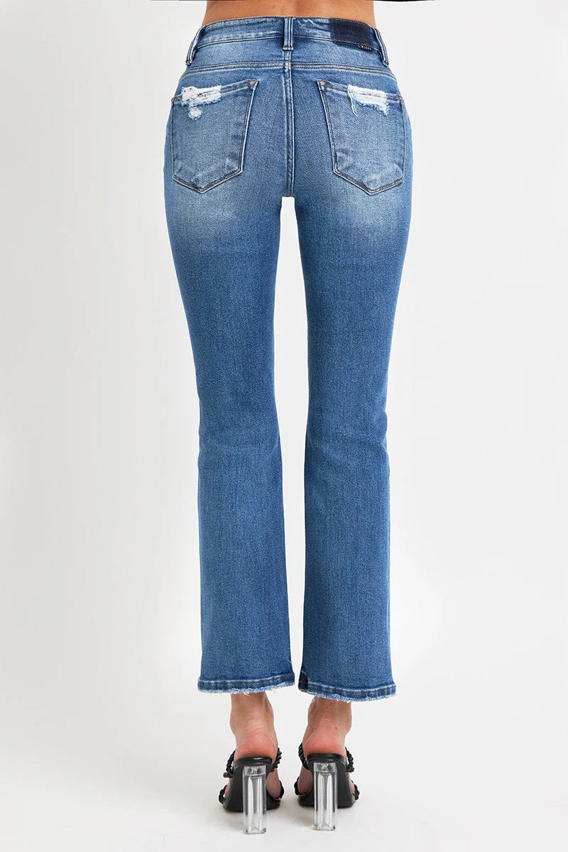 RISEN Full Size Mid Rise Ankle Straight Jeans with Pockets - Image 2