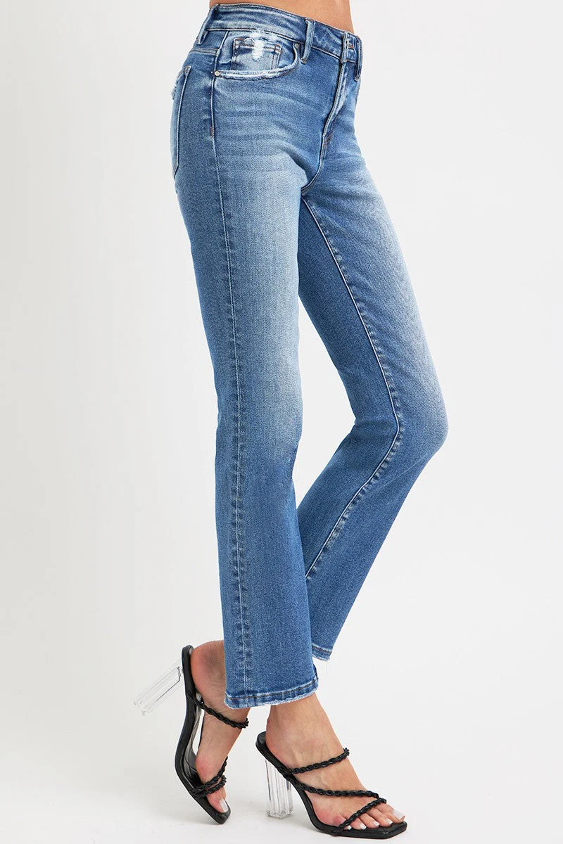 RISEN Full Size Mid Rise Ankle Straight Jeans with Pockets - Image 5