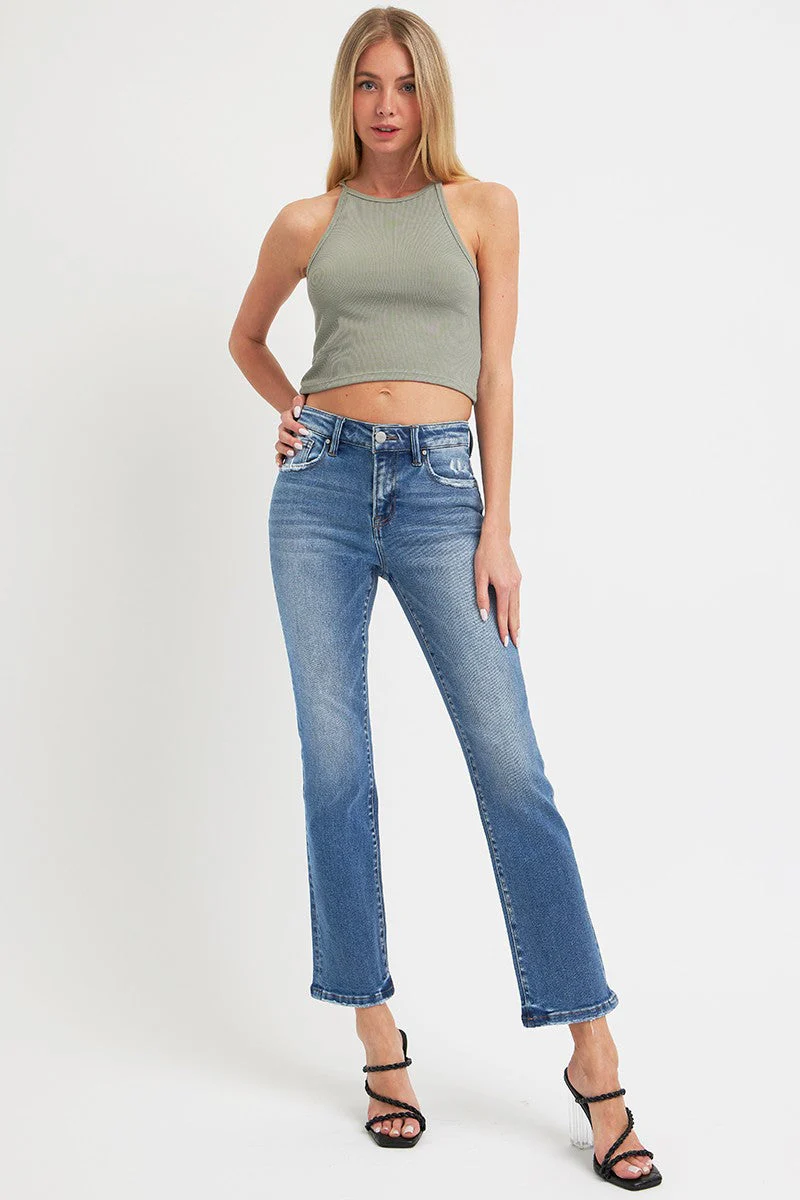 RISEN Full Size Mid Rise Ankle Straight Jeans with Pockets - Image 6
