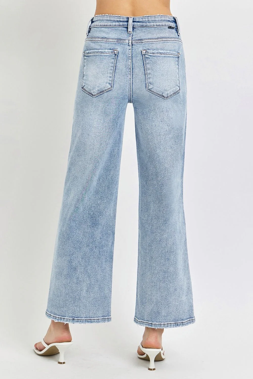 RISEN Full Size Tummy Control High Rise Crop Wide Leg Jeans - Image 2