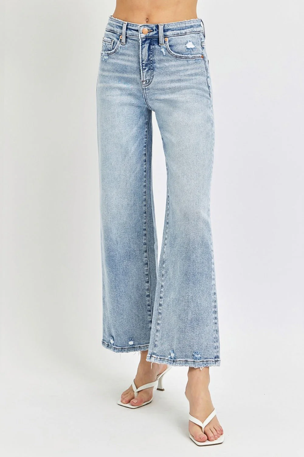 RISEN Full Size Tummy Control High Rise Crop Wide Leg Jeans - Image 4