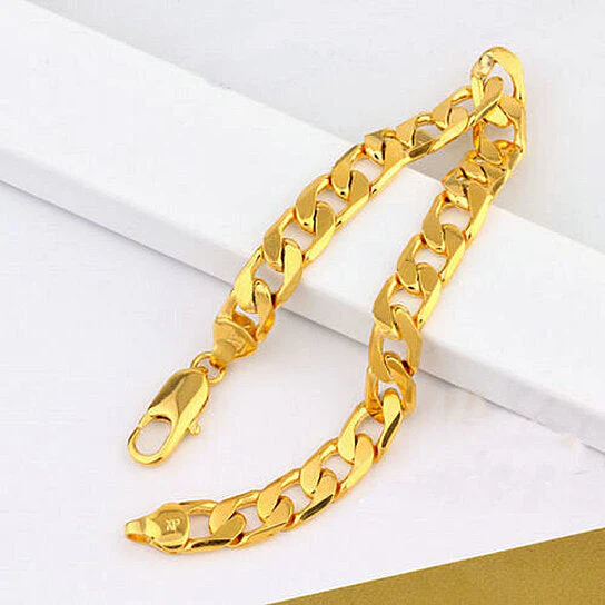 RMZ Gold NYC 14K Gold Plated Cuban Link Bracelet – 8" for Men & Women - Image 2