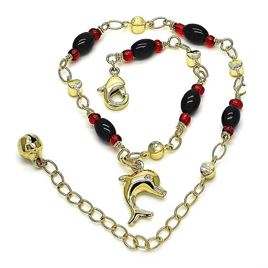 RMZ Gold NYC 14K Gold Plated Dolphin Anklet Bracelet – 10" for Women & Teens - Image 2