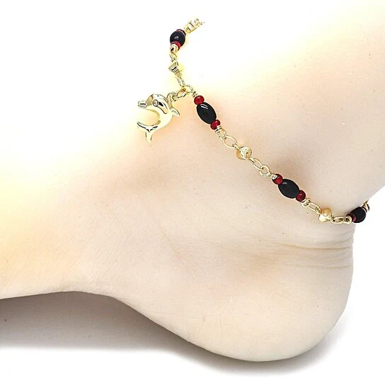 RMZ Gold NYC 14K Gold Plated Dolphin Anklet Bracelet – 10" for Women & Teens - Image 3