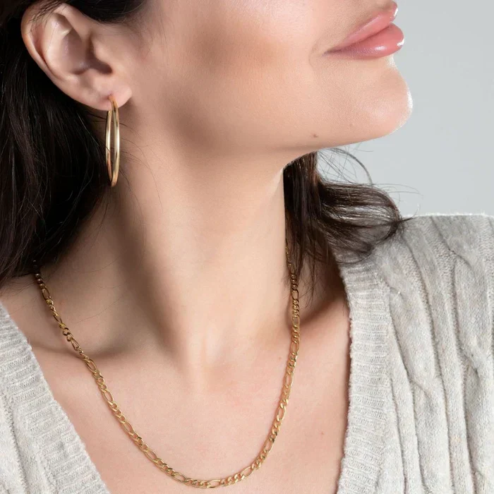 RMZ GOLD NYC 18K Gold Plated 4.5mm Figaro Chain Necklace - Image 3