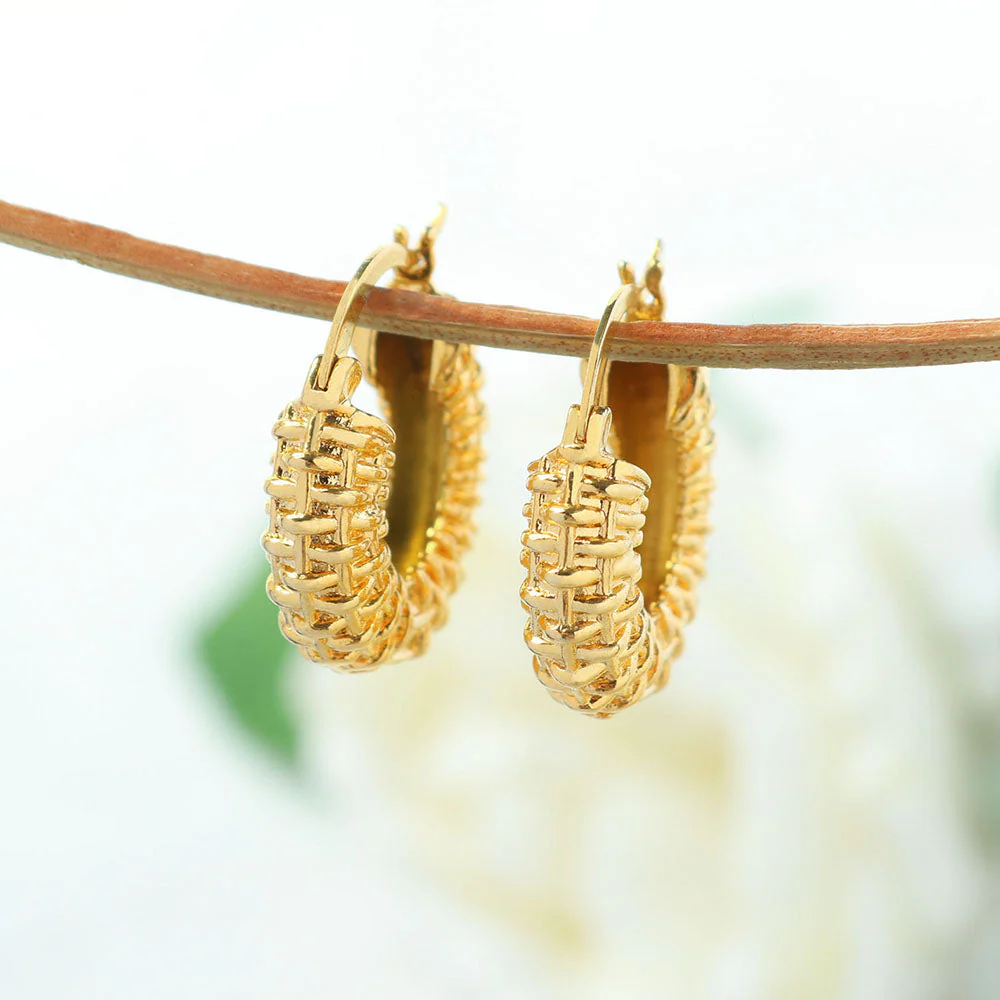 RMZ GOLD NYC Gold nugget Hoop earrings - Image 3