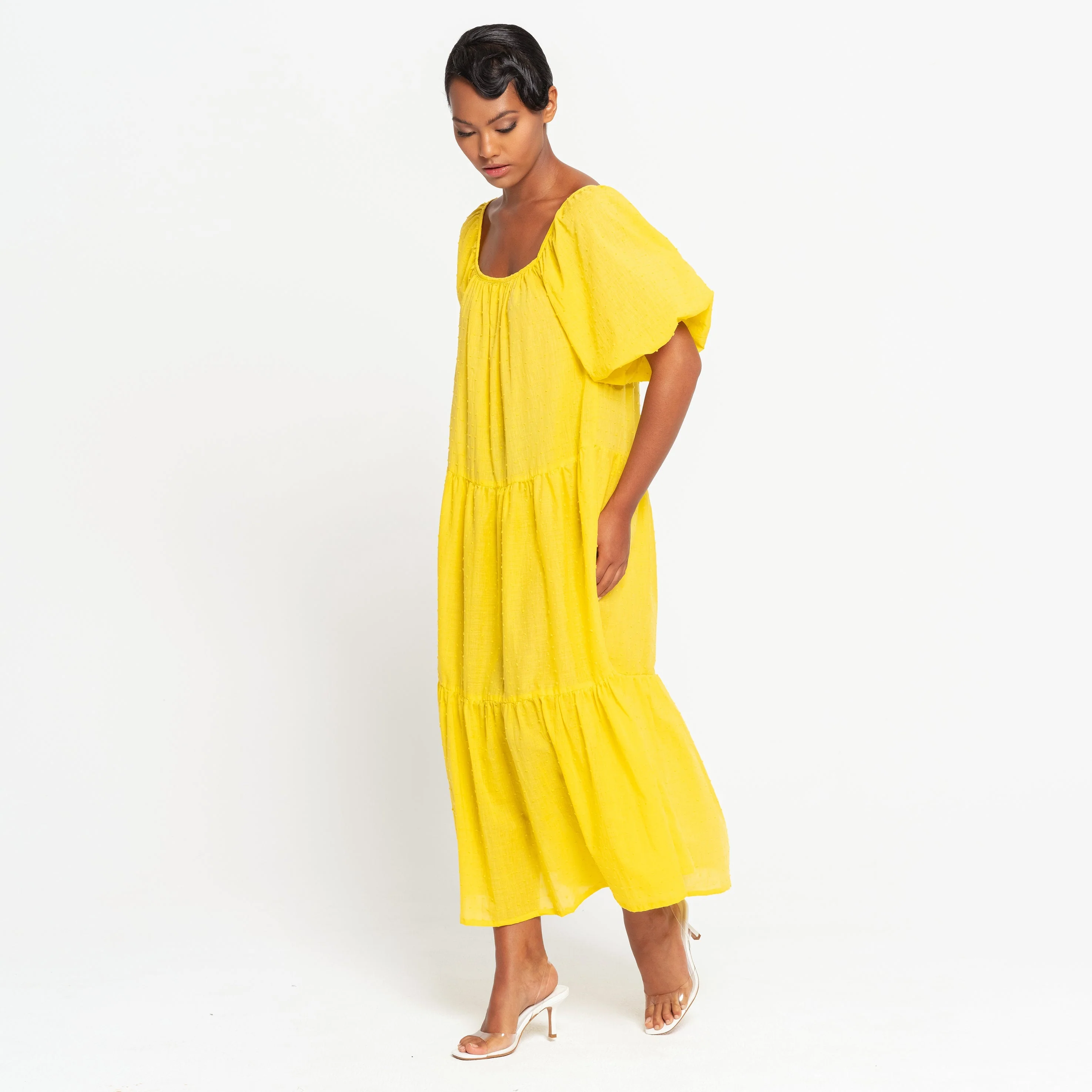 ROSEMARY Dotted Cotton Dress, in Sunflower Yellow by BrunnaCo - Image 2