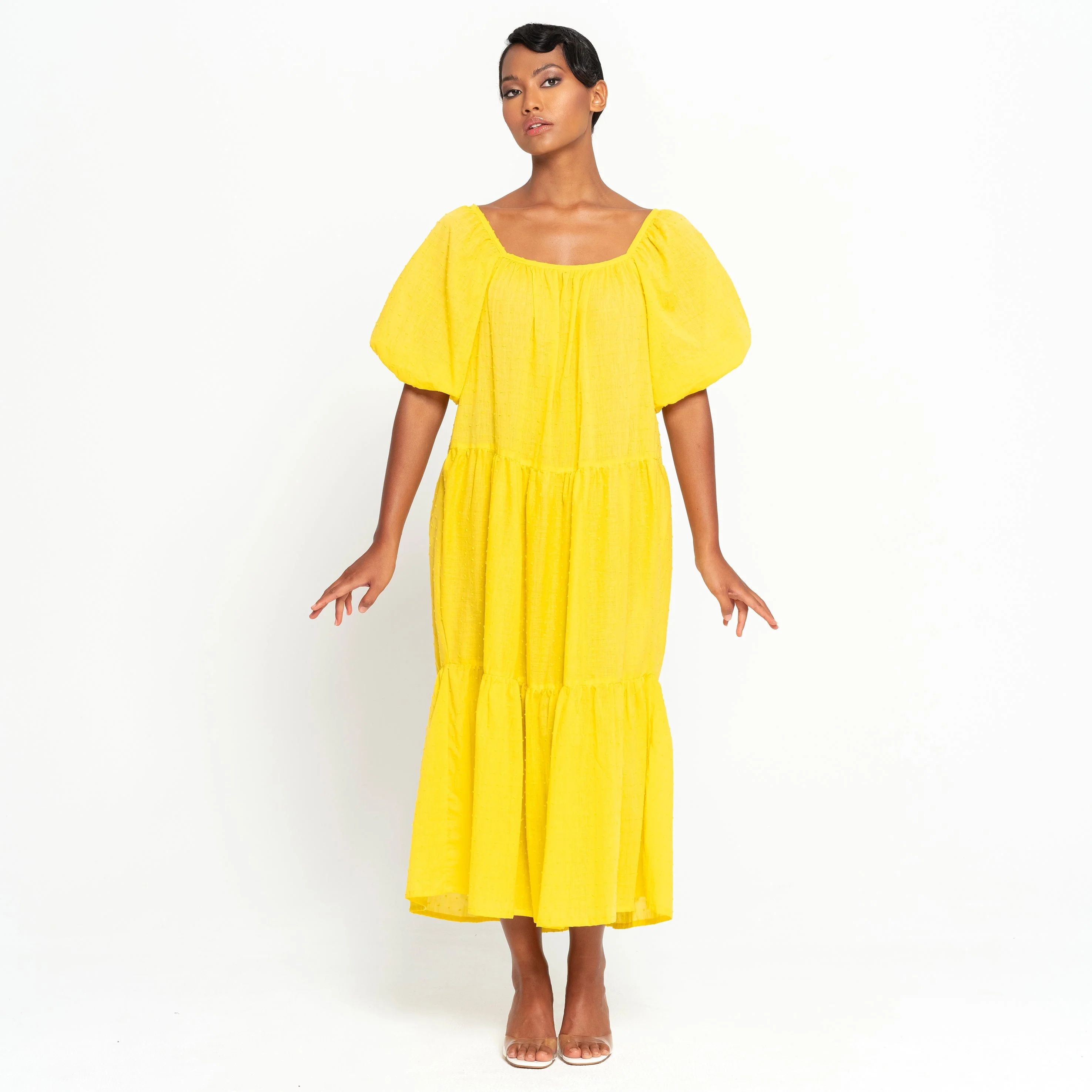 ROSEMARY Dotted Cotton Dress, in Sunflower Yellow by BrunnaCo - Image 3