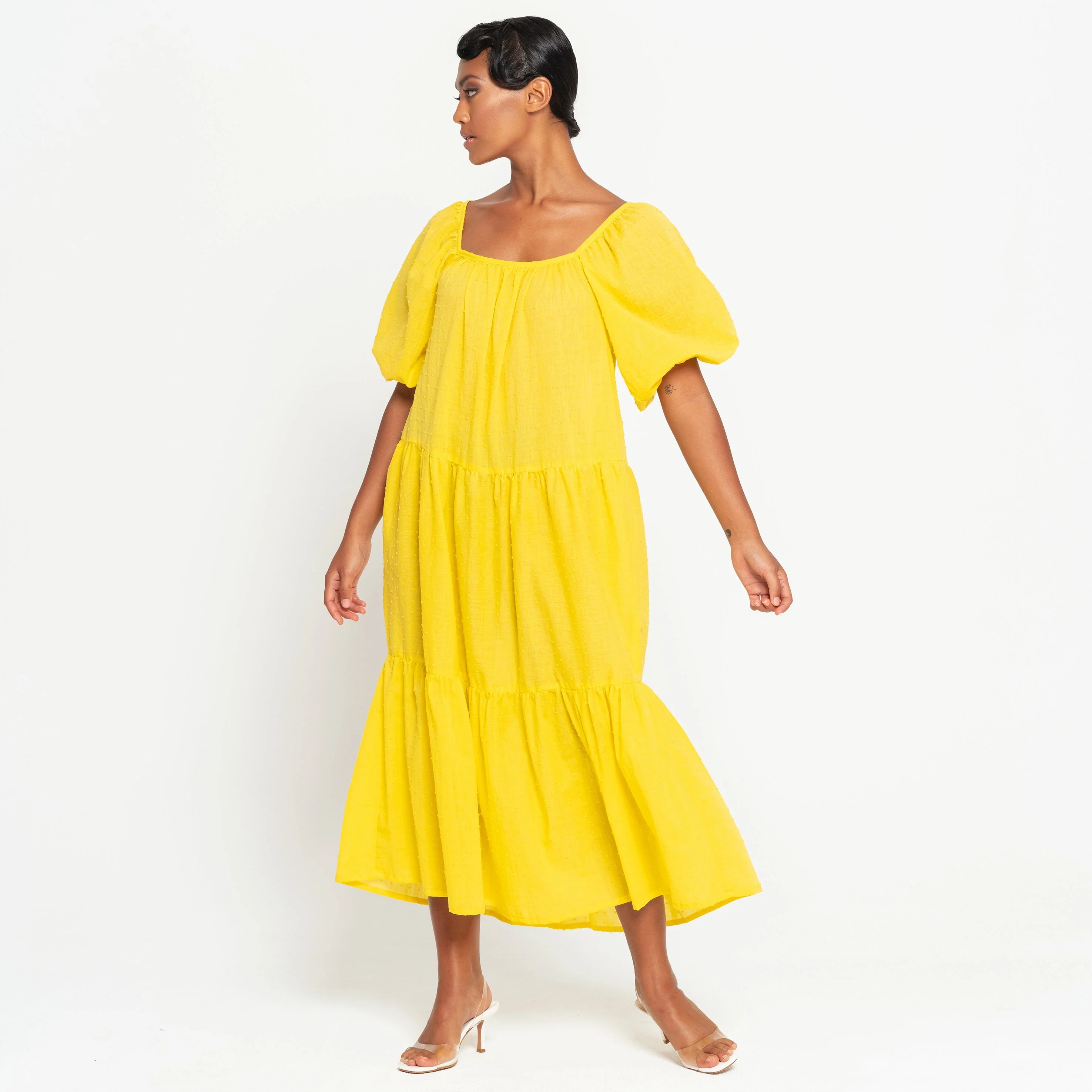 ROSEMARY Dotted Cotton Dress, in Sunflower Yellow by BrunnaCo - Image 4