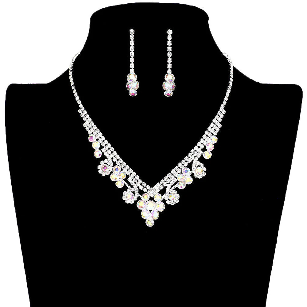 Round Crystal Rhinestone Collar Necklace Earring Set by Madeline Love - Image 2