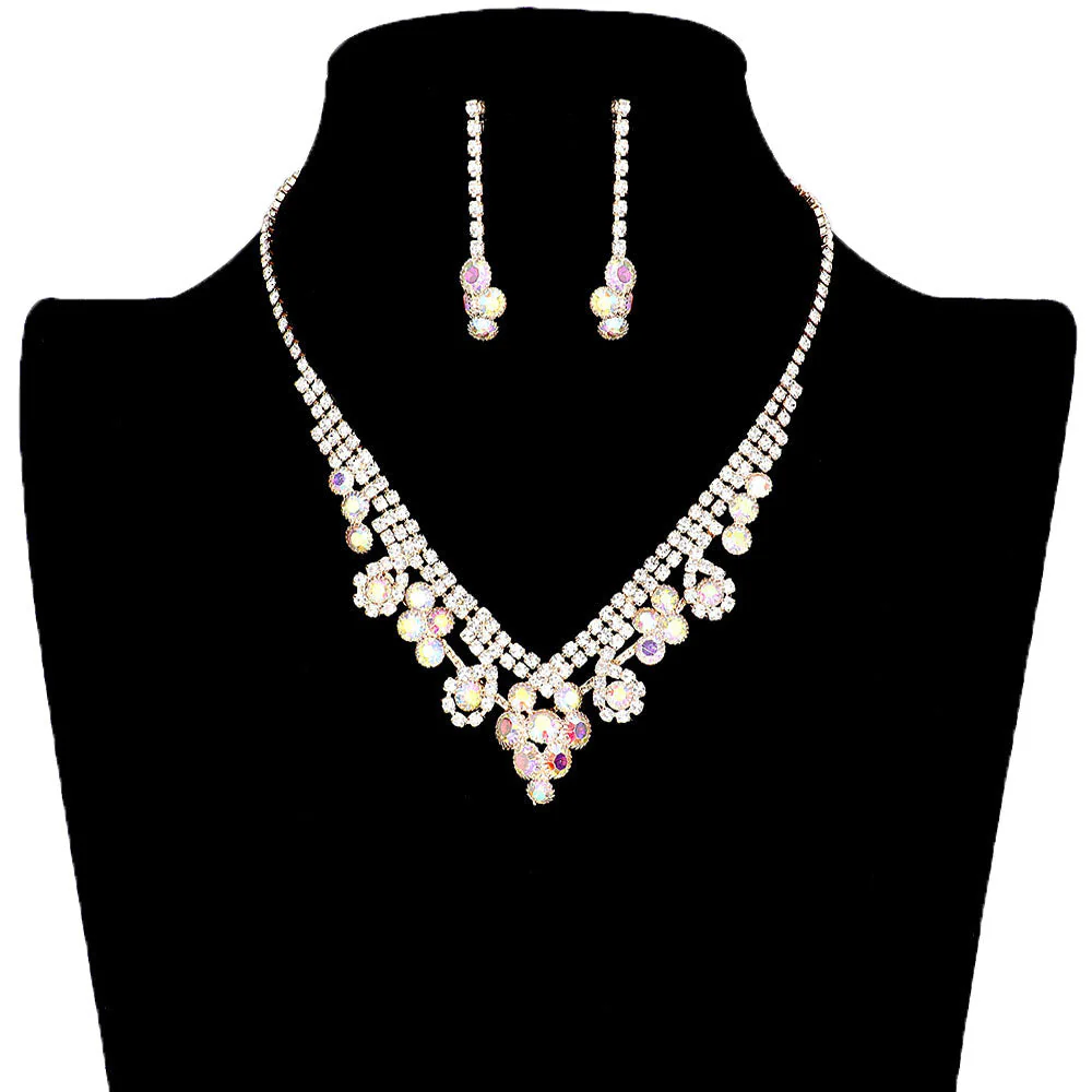 Round Crystal Rhinestone Collar Necklace Earring Set by Madeline Love - Image 4