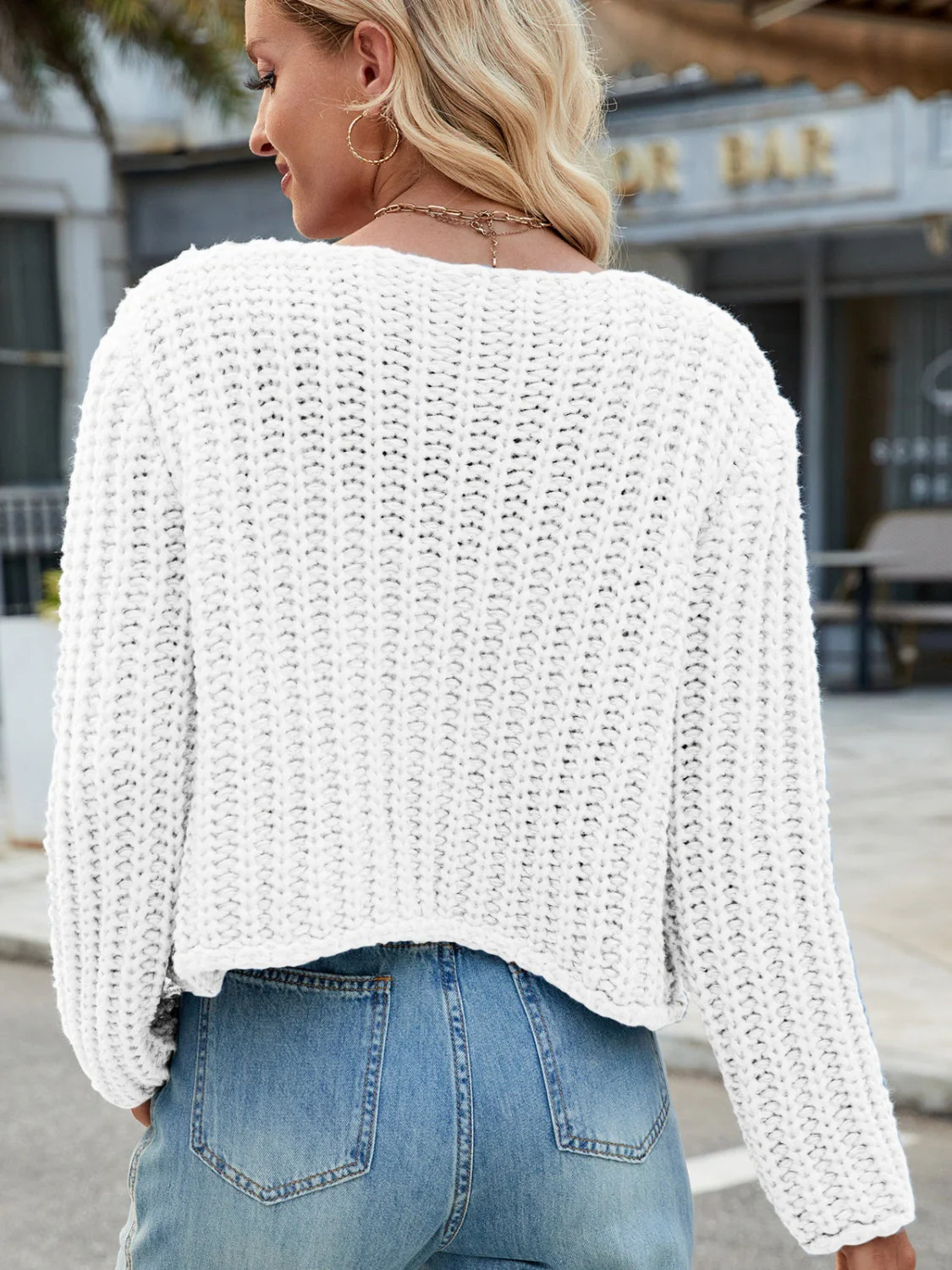 Round Neck Button Up Cardigan with Pockets - Image 11