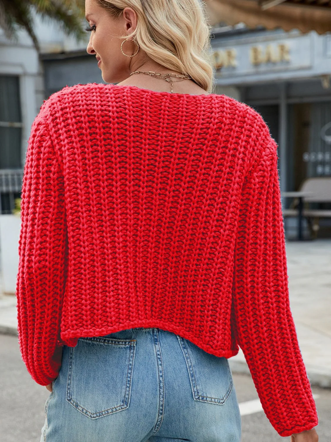 Round Neck Button Up Cardigan with Pockets - Image 20