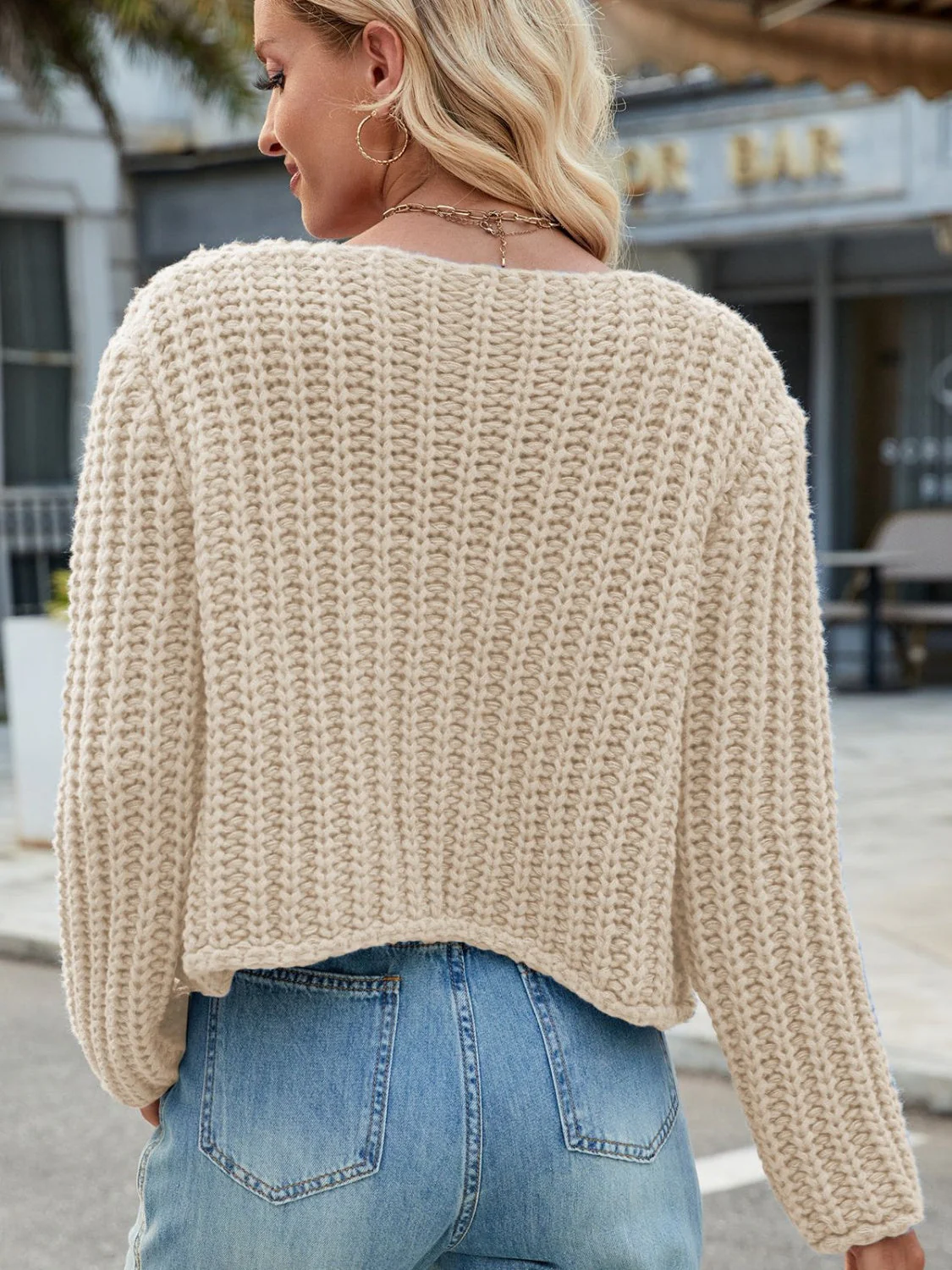 Round Neck Button Up Cardigan with Pockets - Image 27