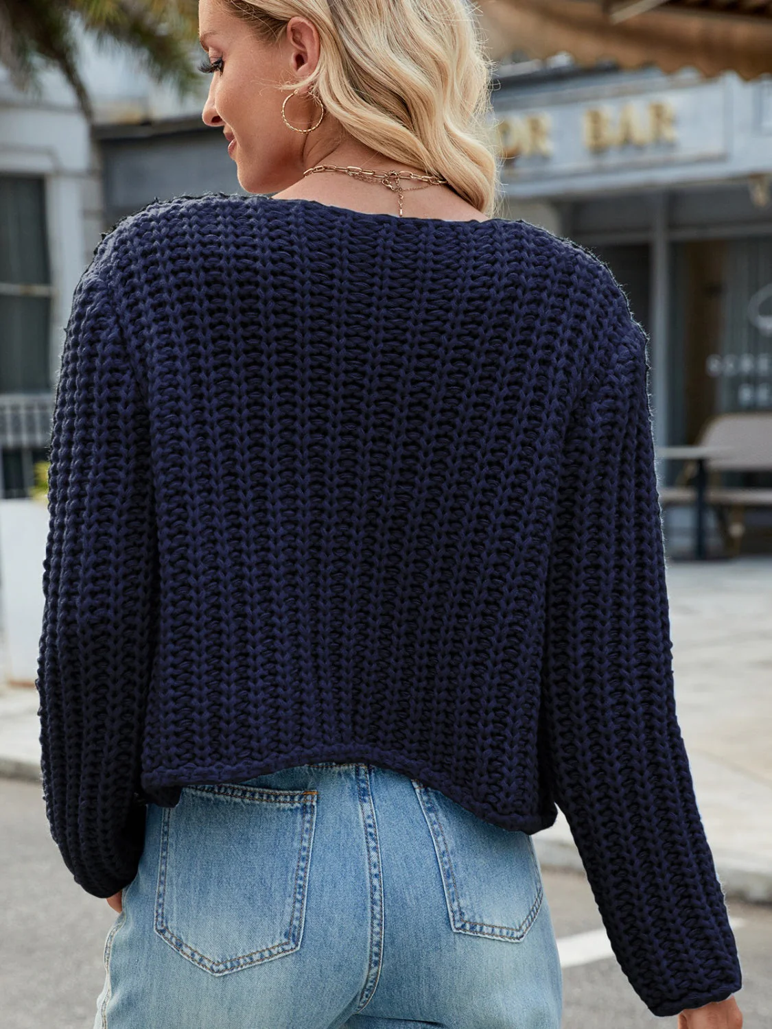 Round Neck Button Up Cardigan with Pockets - Image 29