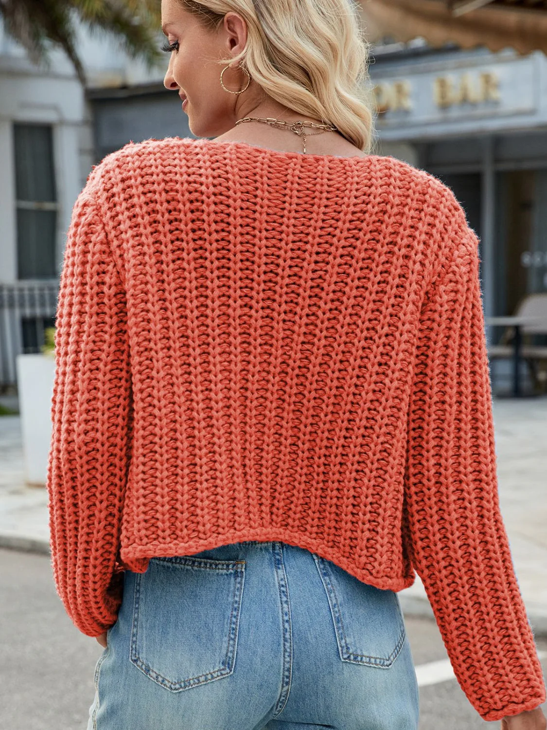 Round Neck Button Up Cardigan with Pockets - Image 36