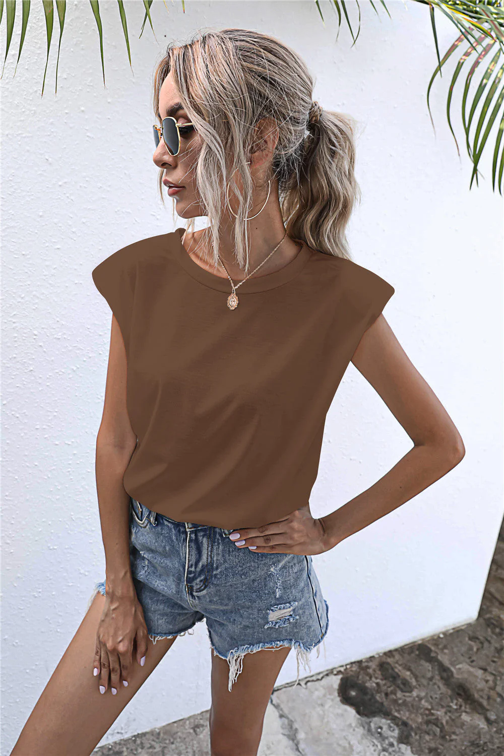 Round Neck Cap Sleeve Tee - Image 11