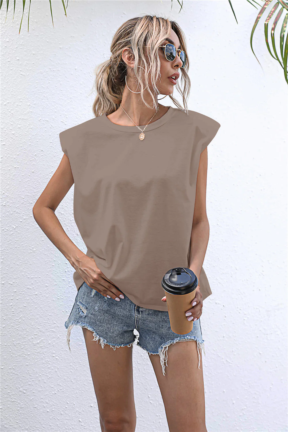 Round Neck Cap Sleeve Tee - Image 13