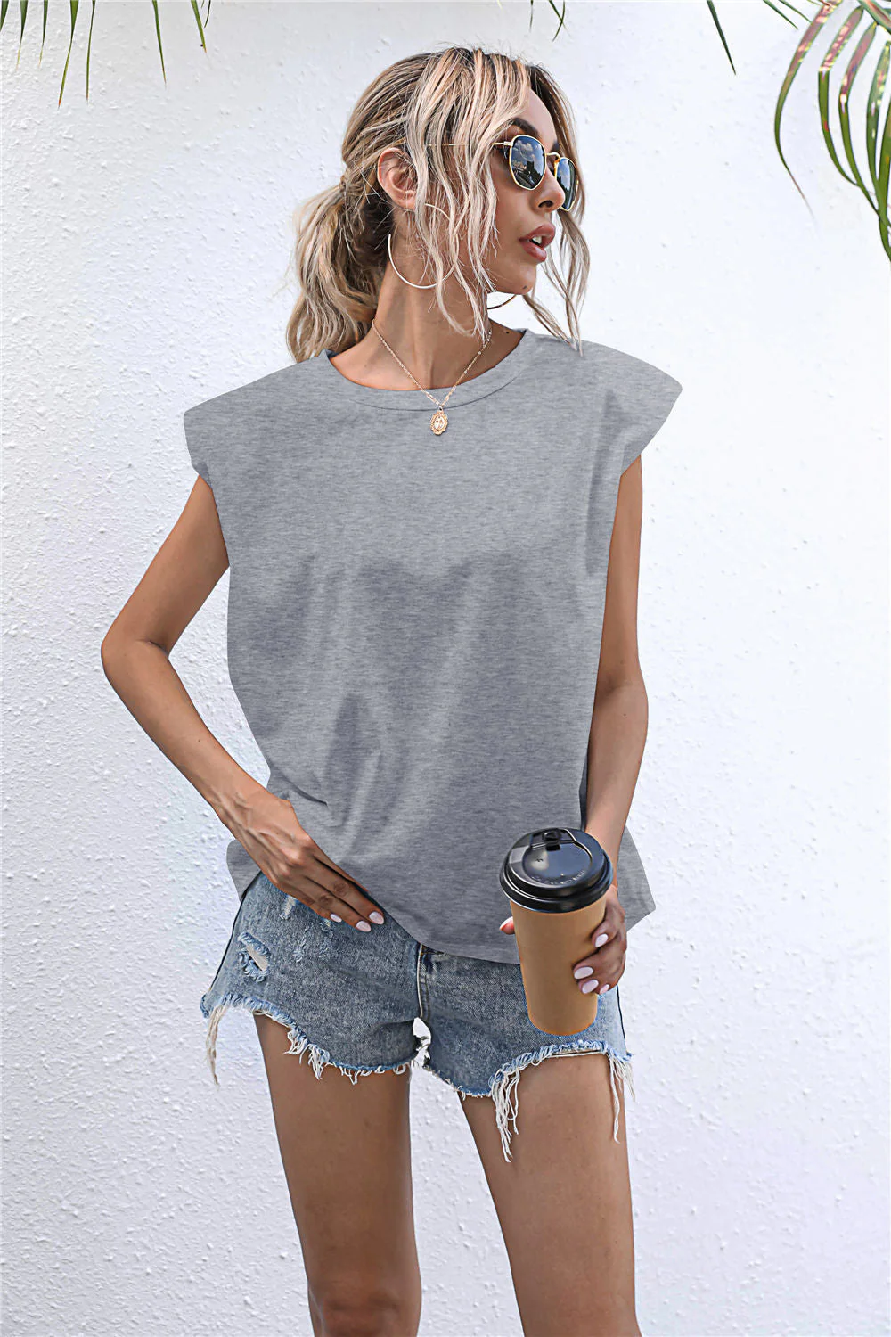 Round Neck Cap Sleeve Tee - Image 16