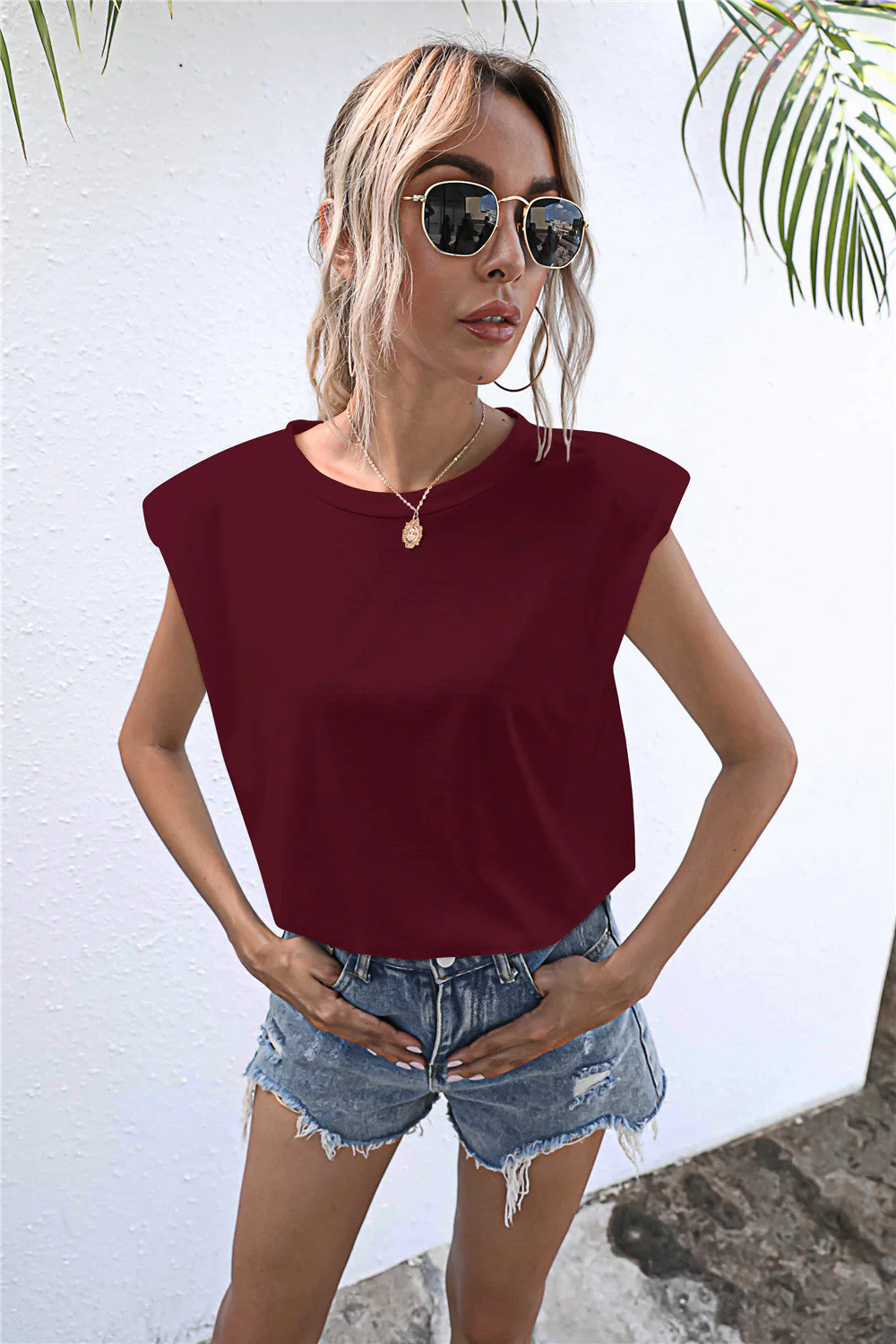Round Neck Cap Sleeve Tee - Image 4