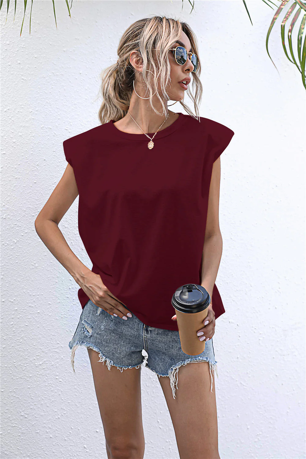 Round Neck Cap Sleeve Tee - Image 5