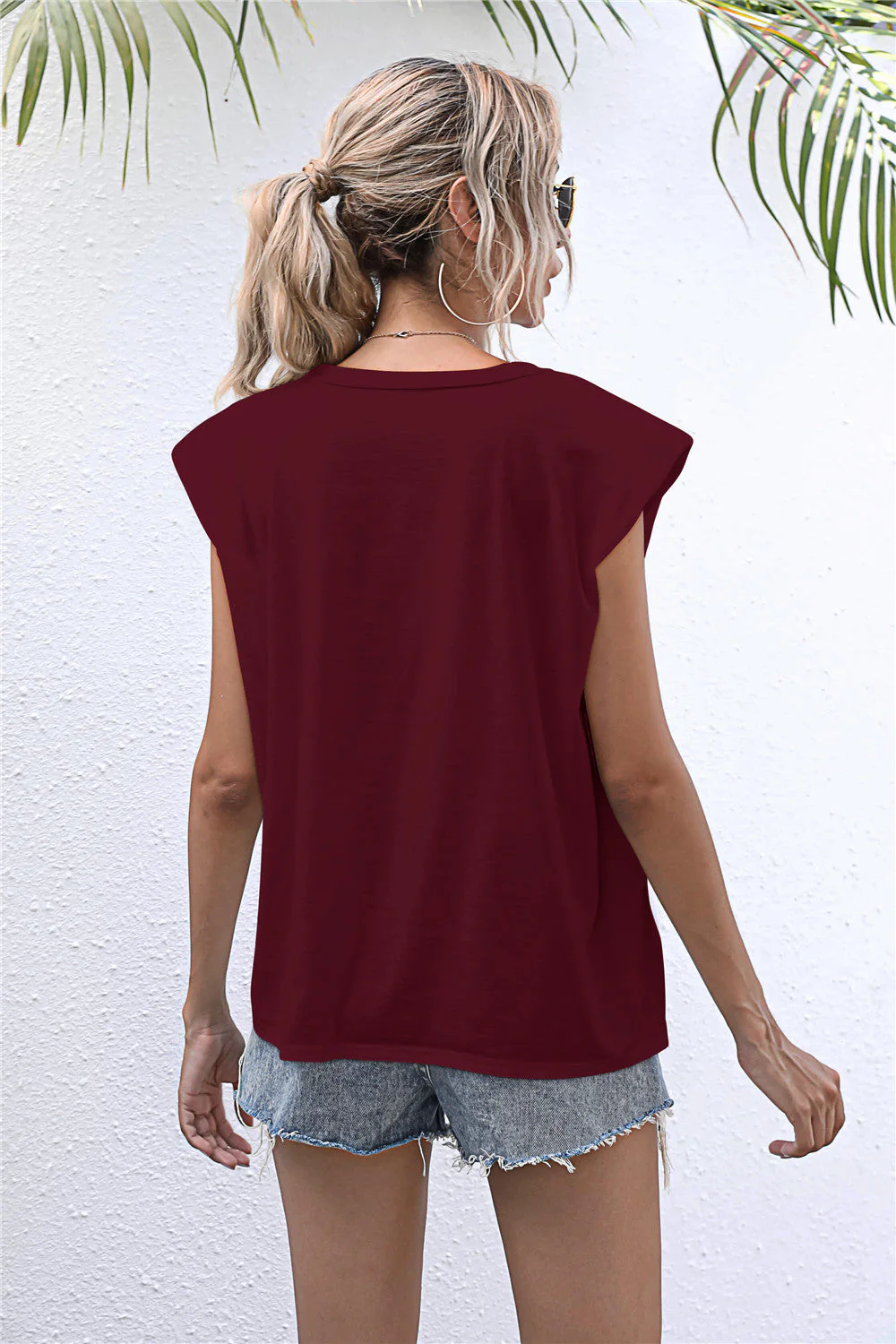 Round Neck Cap Sleeve Tee - Image 6
